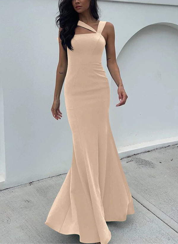 One Shoulder Trumpet Mermaid Open Back Bridesmaid Dresses With Bow