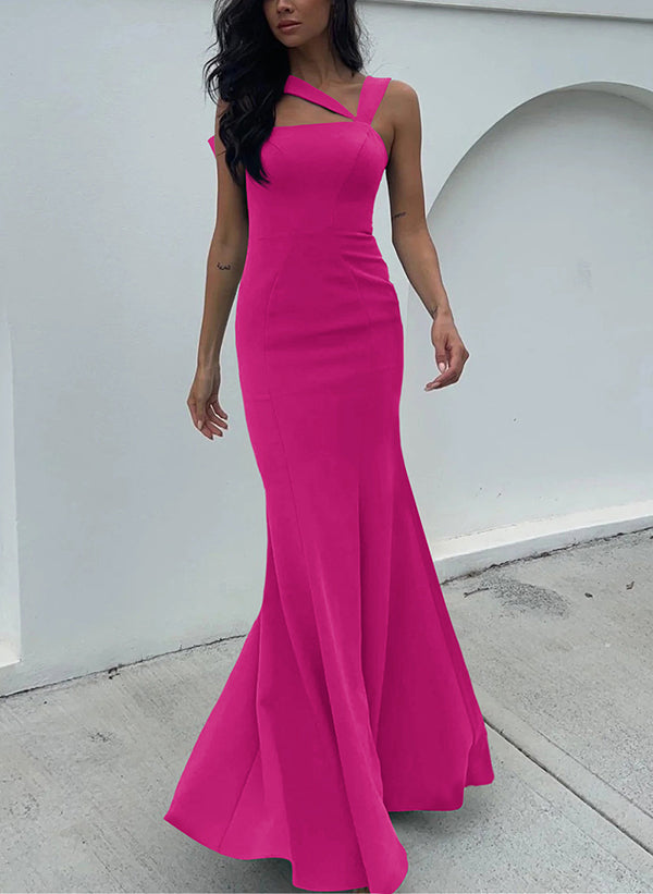 One Shoulder Trumpet Mermaid Open Back Bridesmaid Dresses With Bow