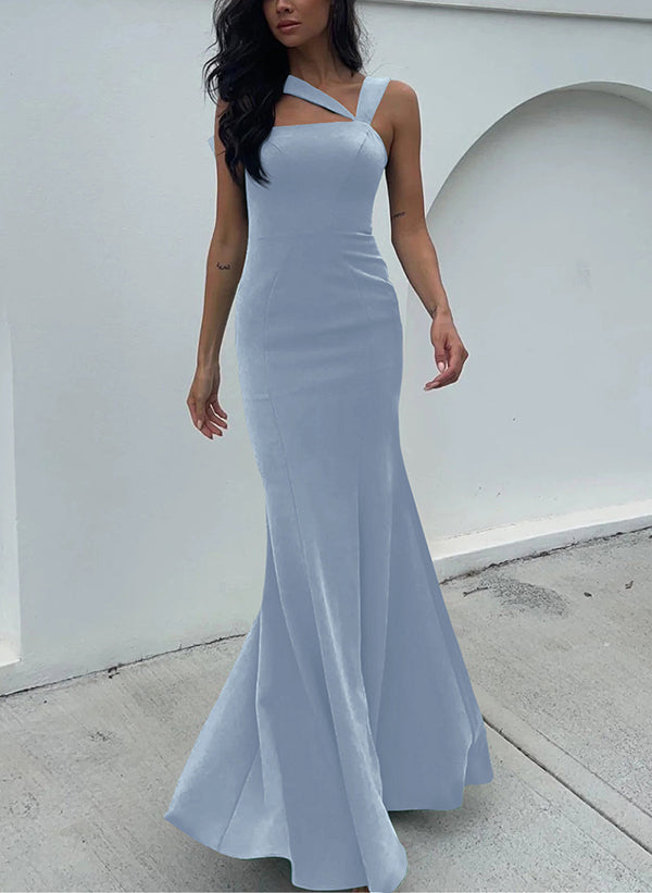 One Shoulder Trumpet Mermaid Open Back Bridesmaid Dresses With Bow