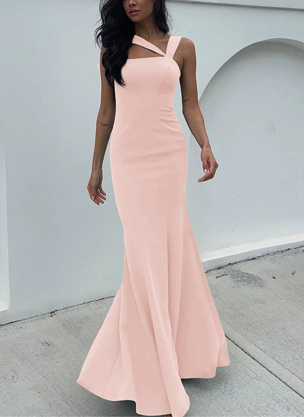 One Shoulder Trumpet Mermaid Open Back Bridesmaid Dresses With Bow