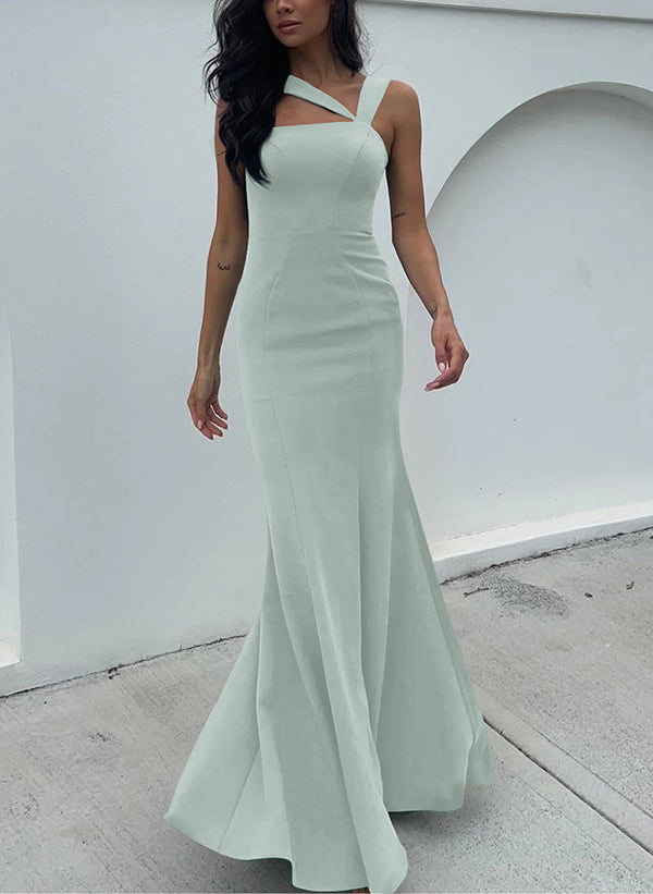 One Shoulder Trumpet Mermaid Open Back Bridesmaid Dresses With Bow