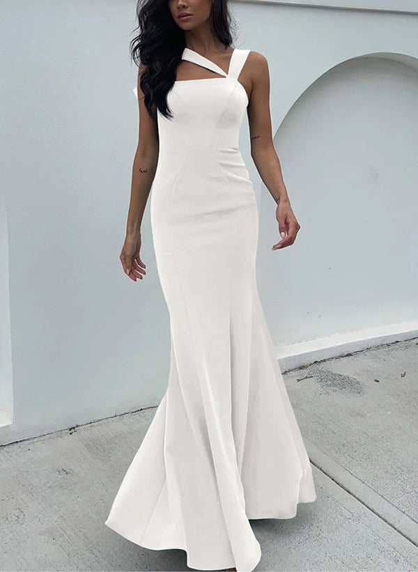 One Shoulder Trumpet Mermaid Open Back Bridesmaid Dresses With Bow