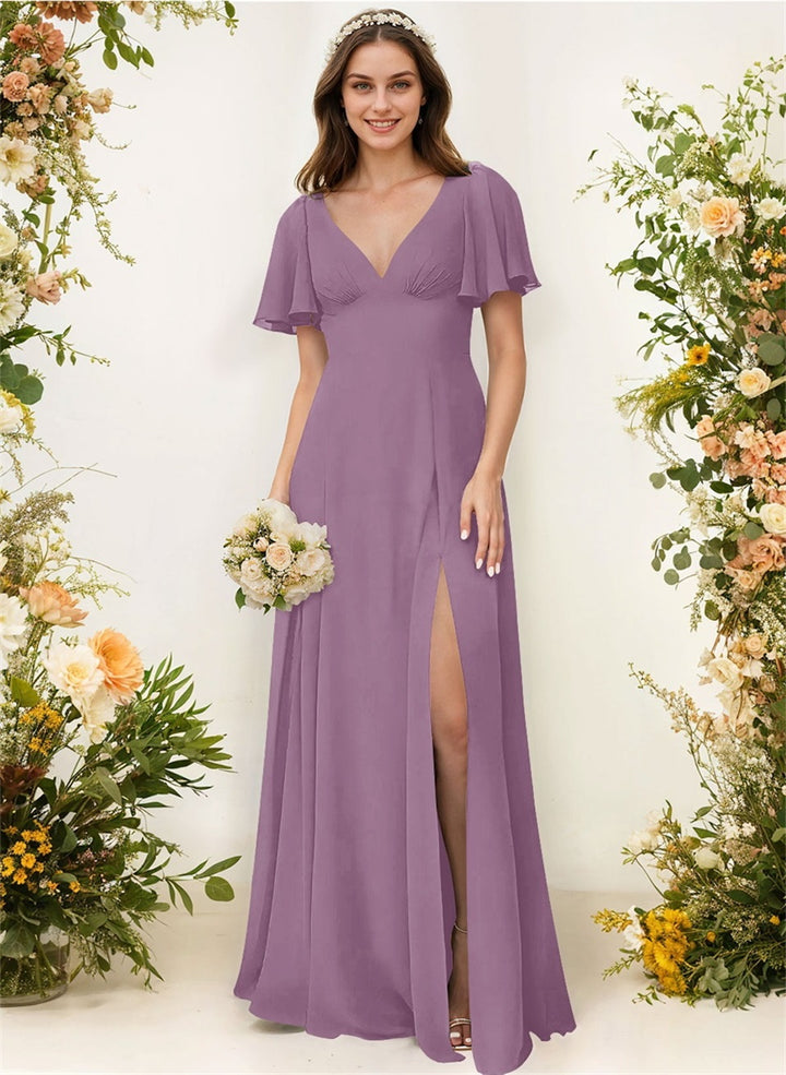 A-Line Bridesmaid Dress With Split Front and Back Hole